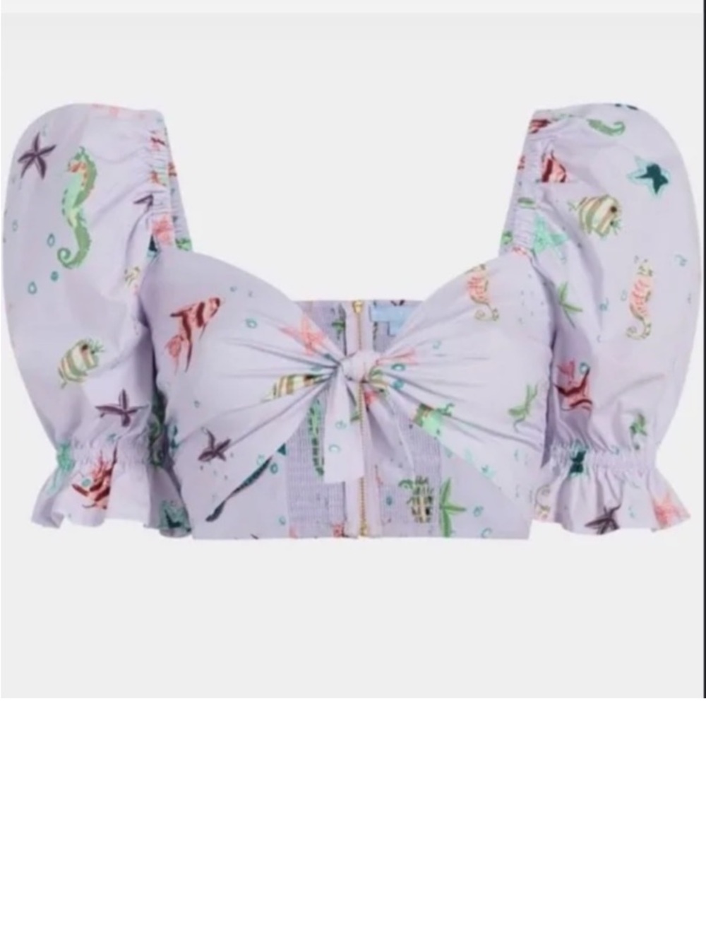Floral Puff-Sleeve Isabella Top in Sea Creatures